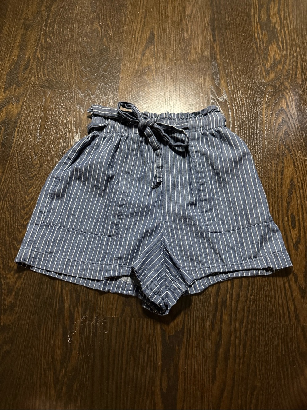 miami Blue Striped Paperbag Waist Shorts